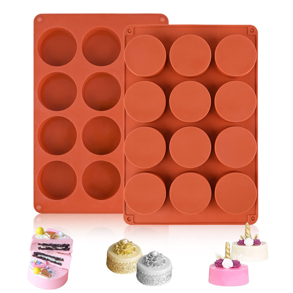 Sakolla 2 PCS Round Chocolate Cookie Molds, Cylinder Silicone Mold, Perfect for Chocolate Covered Oreos, Cake, Candy, Pudding, Mini Soap