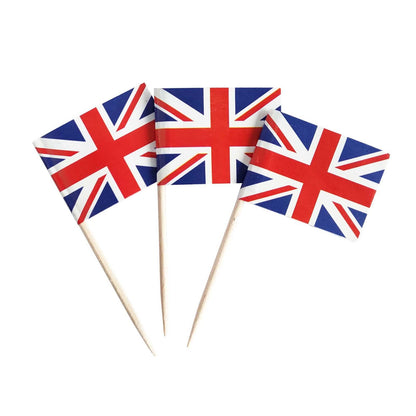 100 Pack USA American Flag US Toothpick Flags, Cocktail Picks Mini Stick Cupcake Toppers Country Picks Party Decoration Celebration Cocktail Food Bar Cake Flags (American)