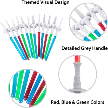 Super Z Outlet Light Sabre Cupcake Decoration Toppers Sticks Picks Set for Children Birthday Party, Fan Shows, Movies, 4" inches Tall - 12 Pack