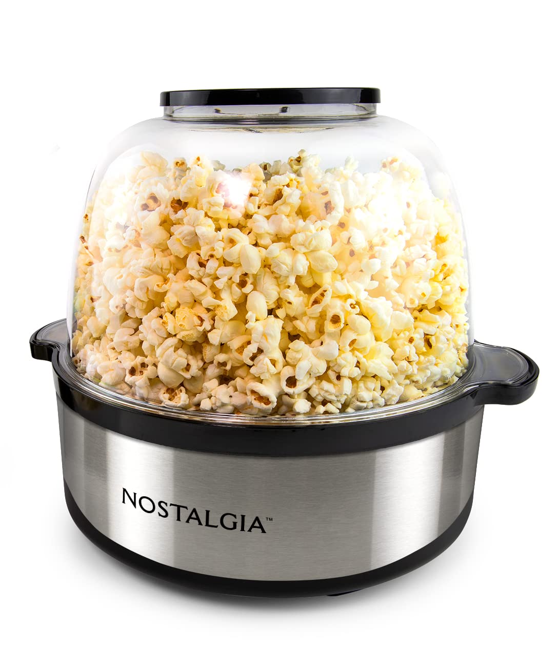 Nostalgia 6-Quart Stirring Popcorn Popper - Quick-Heat Technology - Makes 24 Cups of Popcorn - Includes Kernel Measuring Cup - Perfect for Birthday Parties, Movie Nights, and More - Stainless Steel