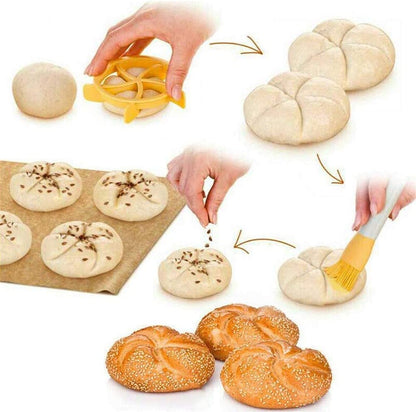 Kaiser Bread Roll, kaiser roll stamp,German Style Bread Roll, Croissant Cutter, 3PCS Dough Press Mold Set, Bread Press Stamp for Baking， Bread Hand Maker Mold,cookie press mold