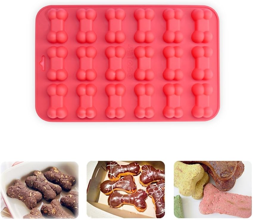 homEdge Puppy Dog Paw and Bone Silicone Molds, Non-Stick Food Grade Silicone Molds for Chocolate, Candy, Jelly, Ice Cube, Dog Treats (Puppy Paw Bone Set of 4PCS)