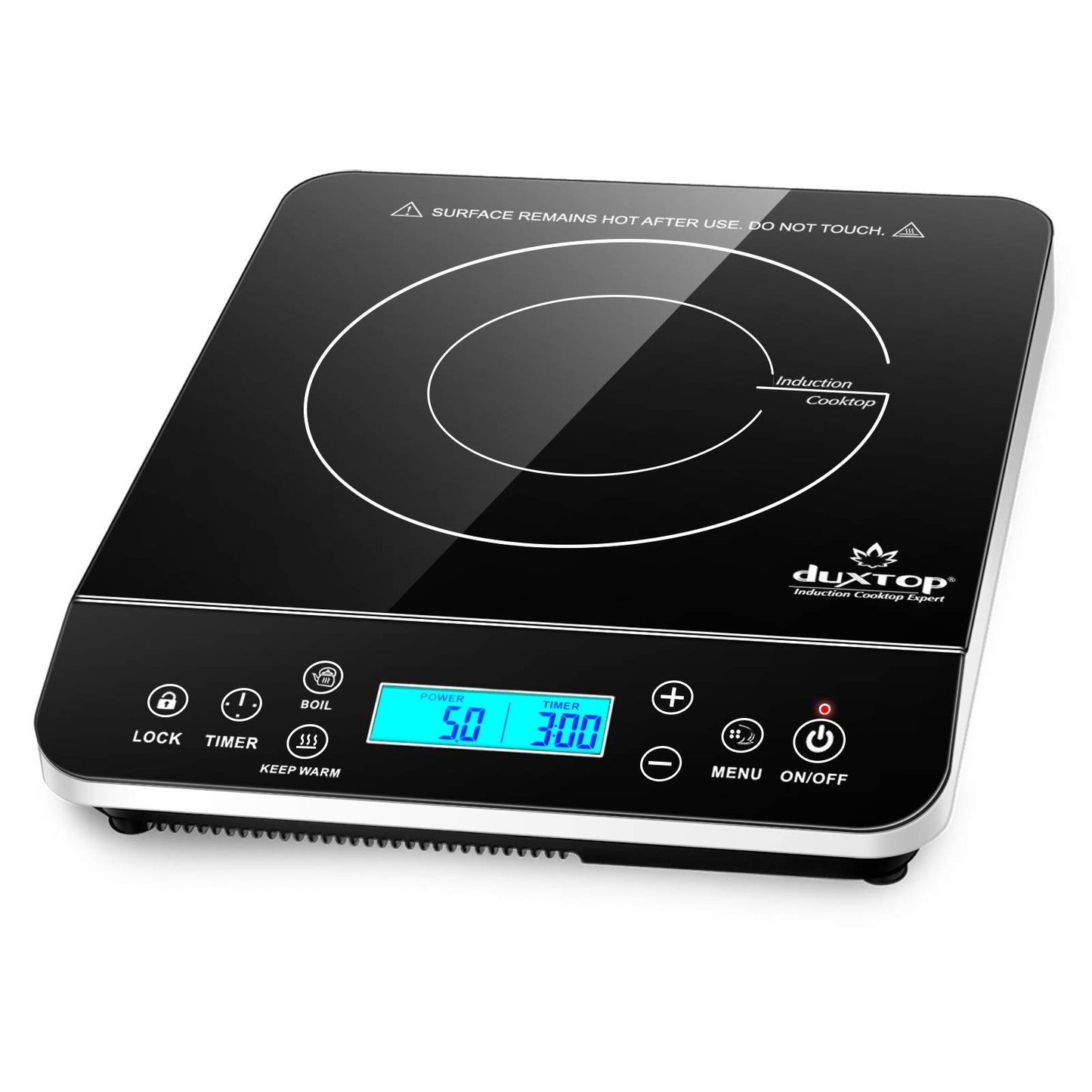 Duxtop Portable Induction Cooktop Burner, Induction Hot Plate with LCD Sensor Touch 1800 Watts, Silver 9600LS/BT-200DZ