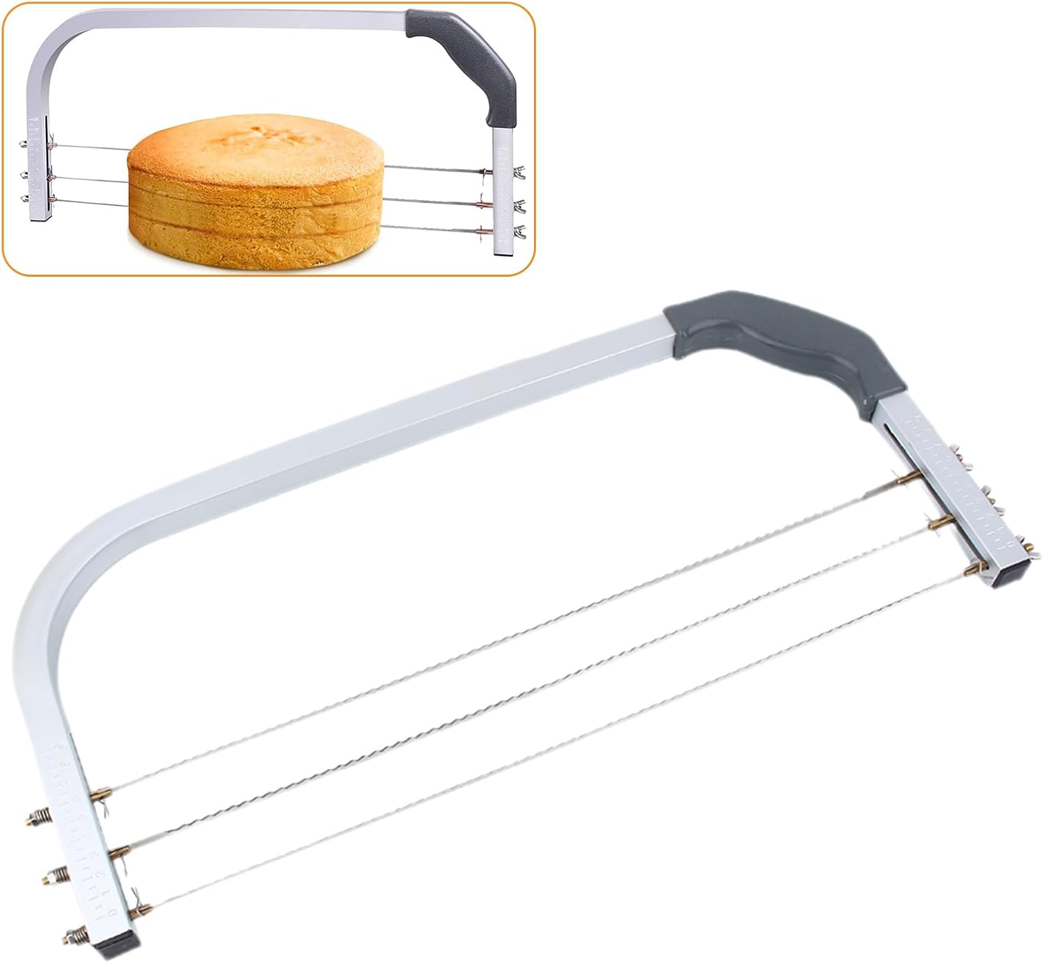 Gugxiom Adjustable Cake Leveler, Stainless Steel Baking Tools 3 Blades Cake Slicer Cutter, Professional Layer Slicer Cutter, Slicer Leveler Baking Tools for Wedding Birthday Layer Cakes