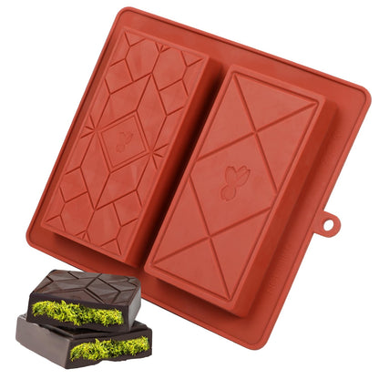 Chocolate Bar Mold Deep Dubai 1 Inch Pistachio Chocolate Bar Silicone Thick Mold for Stuffed Bar, Large Candy Bar Mould for Filling