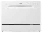 Настільна посудомийна машина Danby DDW621WDB з 6 комплектами посуду, 6 циклами миття та кошиком для столових приборів, рейтингом Energy Star, низьким споживанням води та тихою роботою, білого кольору