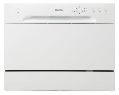 Danby DDW621WDB Countertop Dishwasher with 6 Place Settings, 6 Wash Cycles and Silverware Basket, Energy Star-Rated with Low Water Consumption and Quiet Operation, White