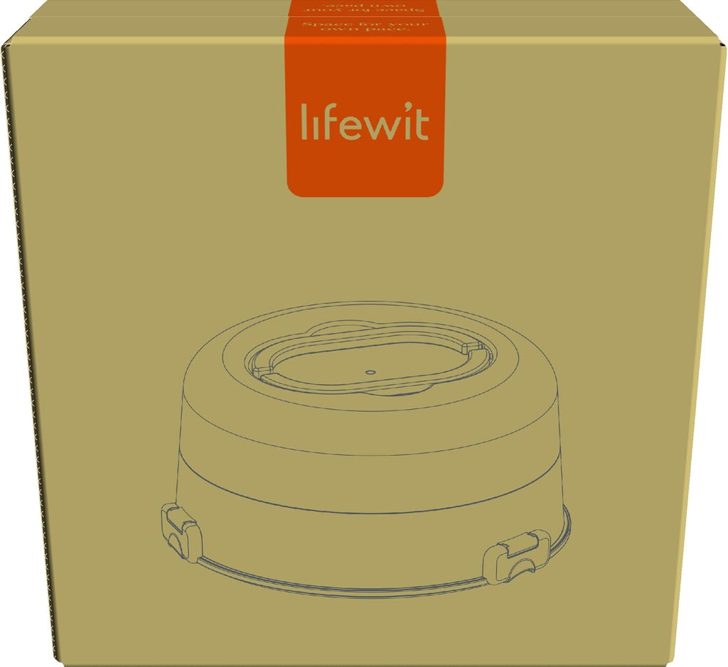 Lifewit Cake Carrier with Lid and Handle, Two Sided Cupcake Carrier Holder for 10” Cake or 9 Standard-Sized Cupcakes, Plastic Round Cake Transport Storage Container Stand for Pies and Cookies, White
