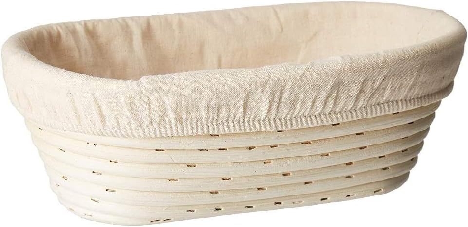 (10 x 6 x 3.5 inch) Banneton Bread Proofing Basket Oval Liner SUGUS HOUSE Brotform Dough Rising Baking Bowl Dough Gifts for Bakers Proving Baskets for Sourdough
