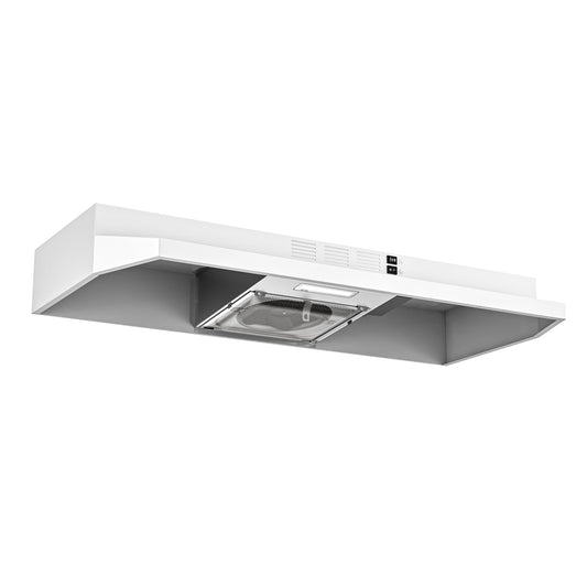 FIREGAS Range Hood 36 inch Under Cabinet, Ducted/Ductless Convertible Kitchen Hood, White Painted Stainless Steel Vent Hood with LED Light,2 Speed Exhaust Fan