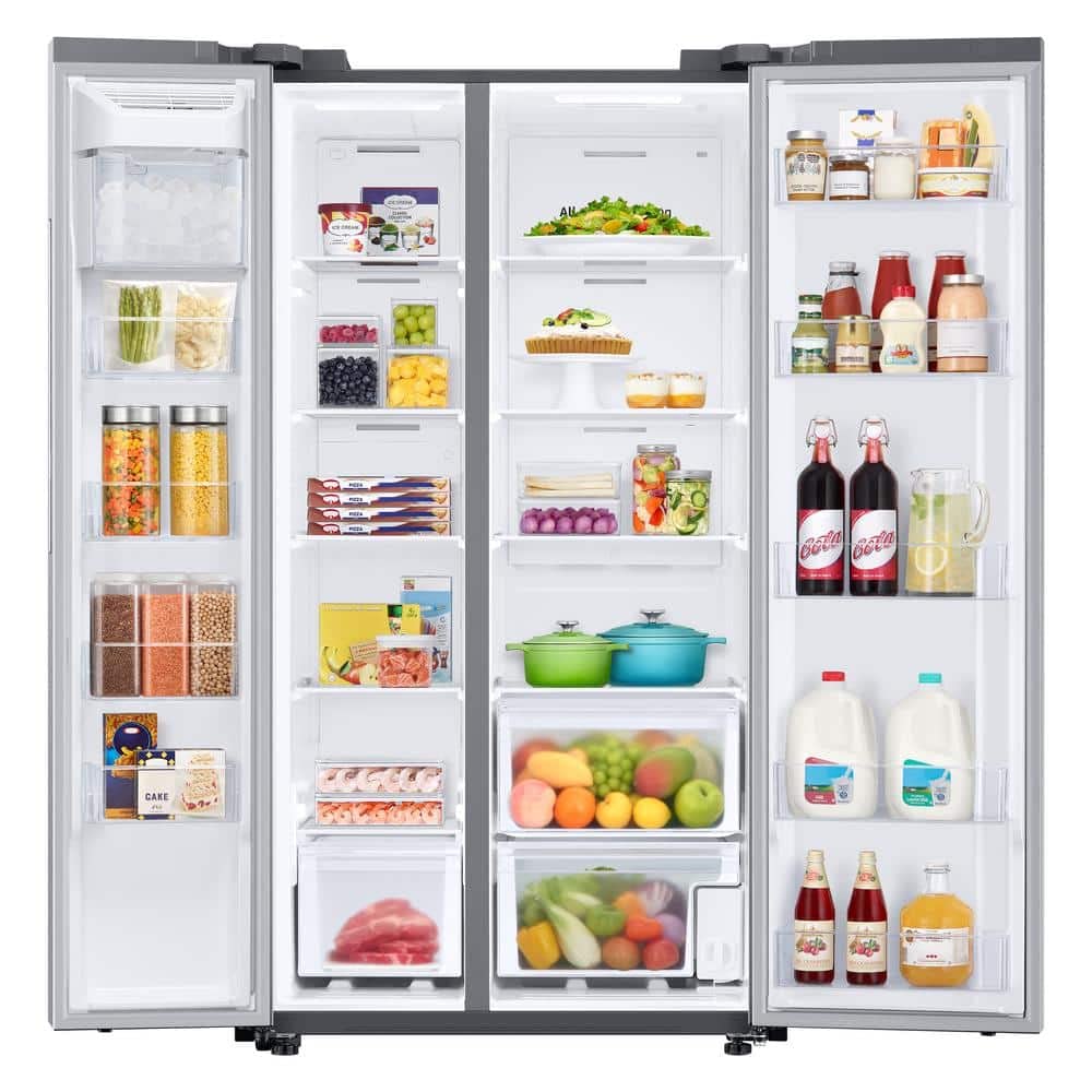 SAMSUNG RS28A500ASR 28 Cu. Ft. Stal nierdzewna Inteligentna lodówka typu side-by-side