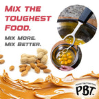PBT - Peanut Butter Mixer, Stainless Steel Stirring Tool for Natural Peanut Butter, Dough, Yogurt, Sauces, and More - Fits Any Container Size, Less Mess, Dishwasher Safe (BLACK)