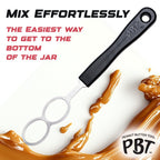PBT - Peanut Butter Mixer, Stainless Steel Stirring Tool for Natural Peanut Butter, Dough, Yogurt, Sauces, and More - Fits Any Container Size, Less Mess, Dishwasher Safe (BLACK)