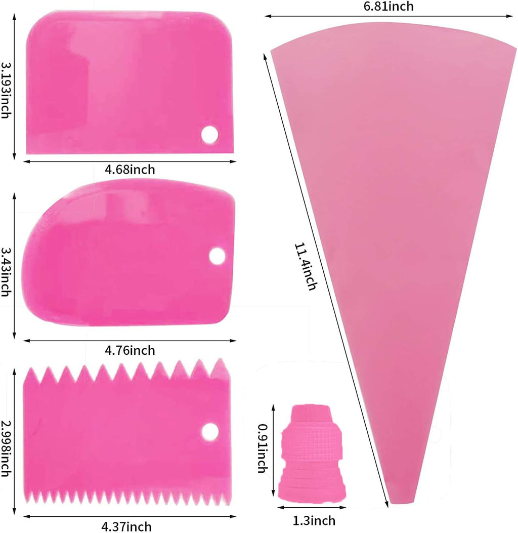 Silicone Icing Piping Bag,Reusable Cream Pastry Bag and 14× Stainless Steel Nozzle Set DIY Cake Decorating Tool(14×Nozzle, 2×Icing Cream Pastry Bag and 2 X Converter and 3×Scraper) [Energy Class A+]