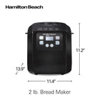 Hamilton Beach Bread Maker Machine, Digital, Programmable, 12 Settings + Gluten Free, Dishwasher Safe PFAS-Free Nonstick Pan + Kneading Paddle, 2 lb Capacity, Black (29982)