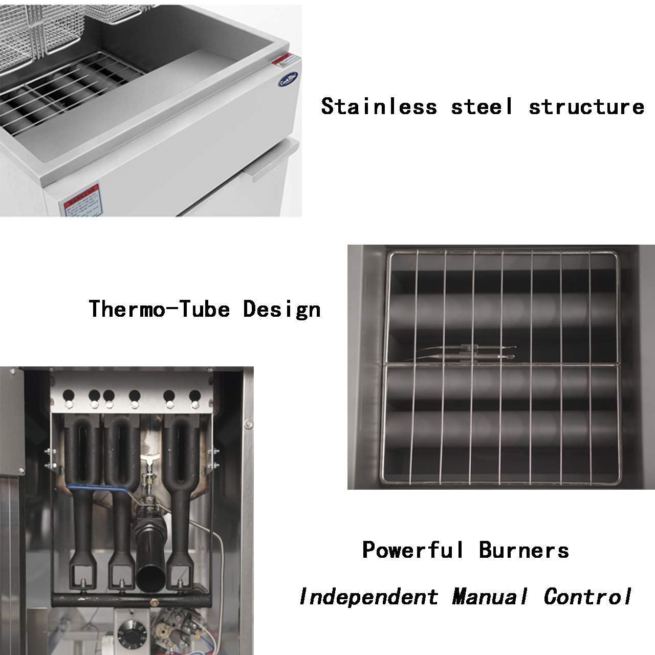 CookRite ATFS-40 Commercial Deep Fryer with Baskets 3 Tube Stainless Steel Natural Gas Floor Fryers-102000 BTU