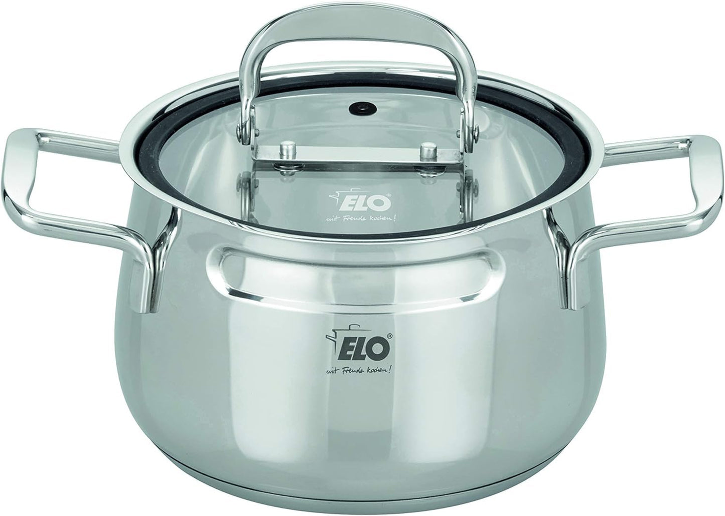 ELO Induction Cookware Set Stainless Steel Ceramic and Gas with Measuring System and Measuring Scale, Diameter 160 x 10.5 cm, Diameter 20 x 12.5 cm and Diameter 24 x 15.5 cm, Set of 3