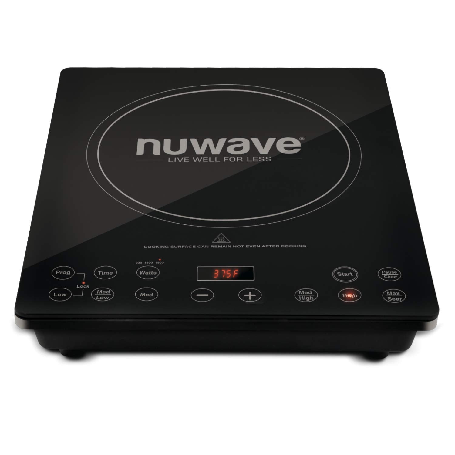 Індукційна плита Nuwave Pro Chef, сертифікована NSF, комерційного класу, портативна, потужна 1800 Вт, велика нагрівальна спіраль 8 дюймів, 94 температурні режими 100°F - 575°F з кроком 5°F, ударостійка склокерамічна поверхня