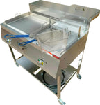 Gas Shark Deep Fryer and Griddle Cart | 20" Griddle | 30 lb 3.5 Gallon Single Tank Deep Fryer | 2 Fryer Baskets | Serving Shelf | Outdoor Propane | Stainless Steel | Portable for Commercial & Home Use