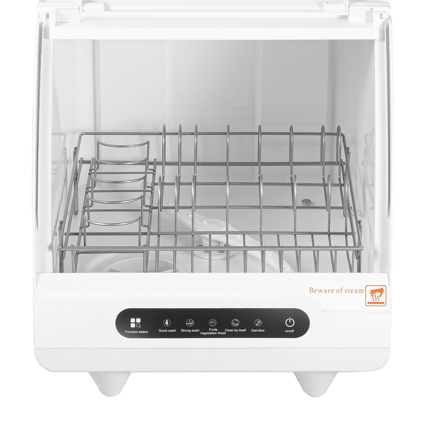 Portable tabletop dishwasher, compact dishwasher with tank, leak-proof drying, 360° spray arm, 5 programmes, for houses, flats and dormitories, white.