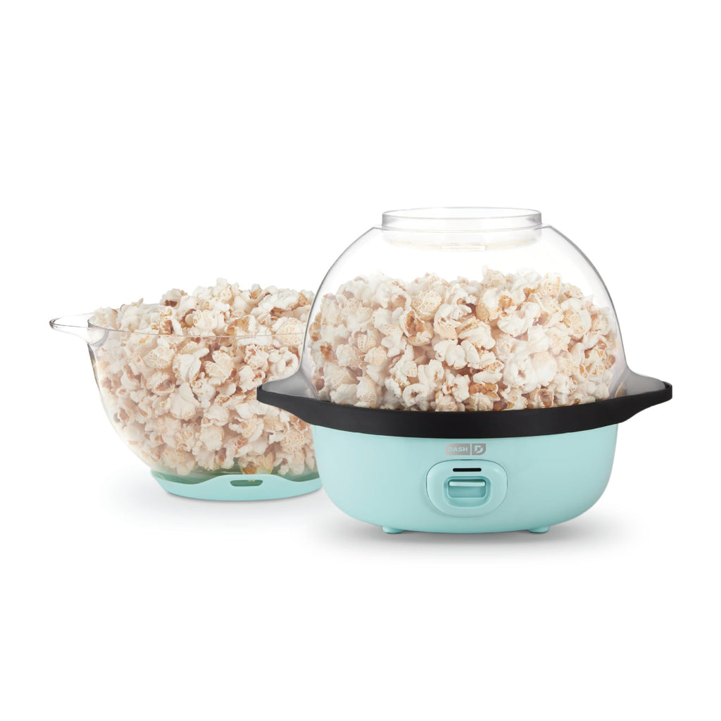 DASH SmartStore™ Maszyna do mieszania popcornu, 3QT Elektryczna maszyna do popcornu na gorący olej z przezroczystą misą, 12 filiżanek - Aqua