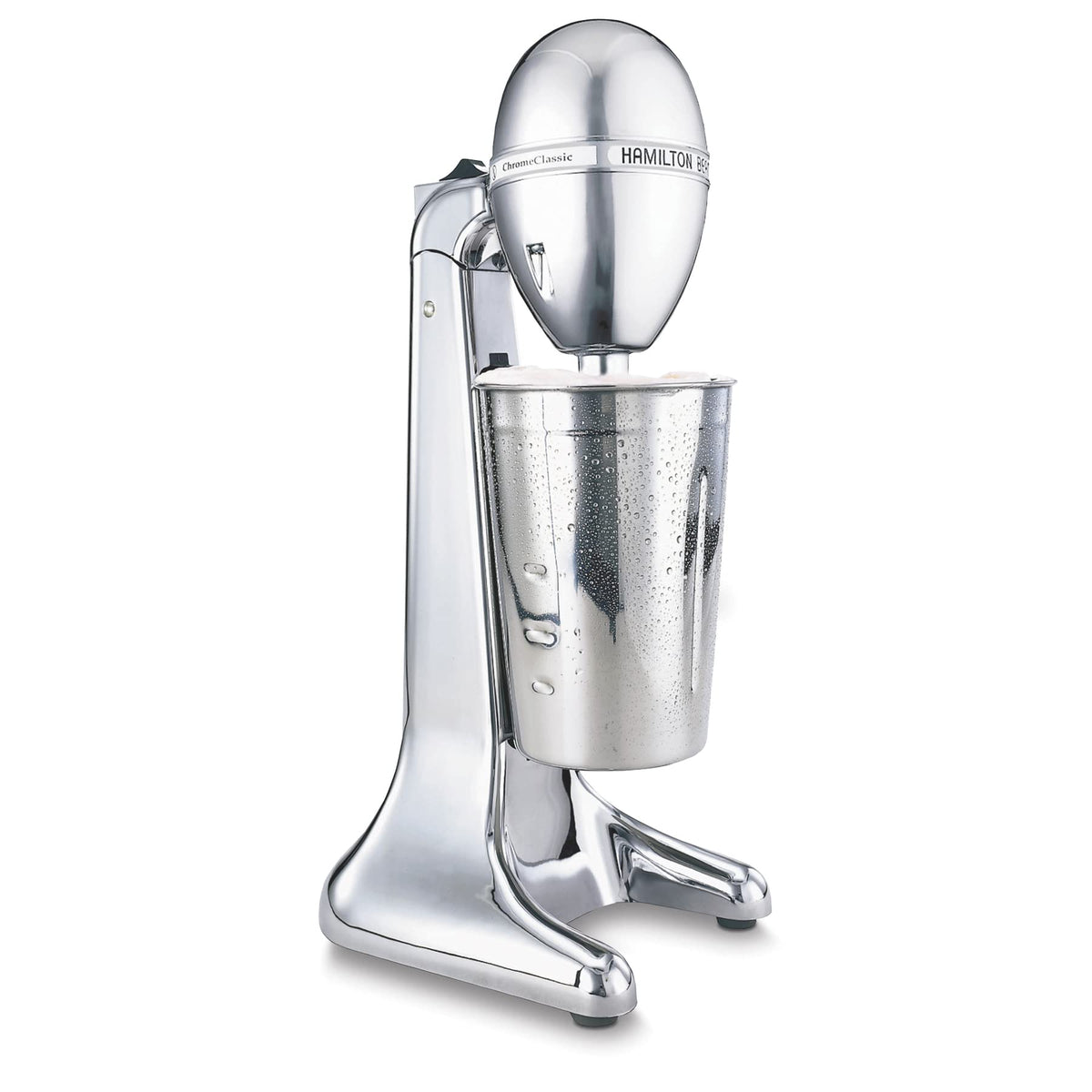 Hamilton Beach DrinkMaster elektryczny mikser do napojów, retro shake i spieniacz do mleka, 2 prędkości, bardzo duży kubek ze stali nierdzewnej o pojemności 28 uncji, klasyczny chrom