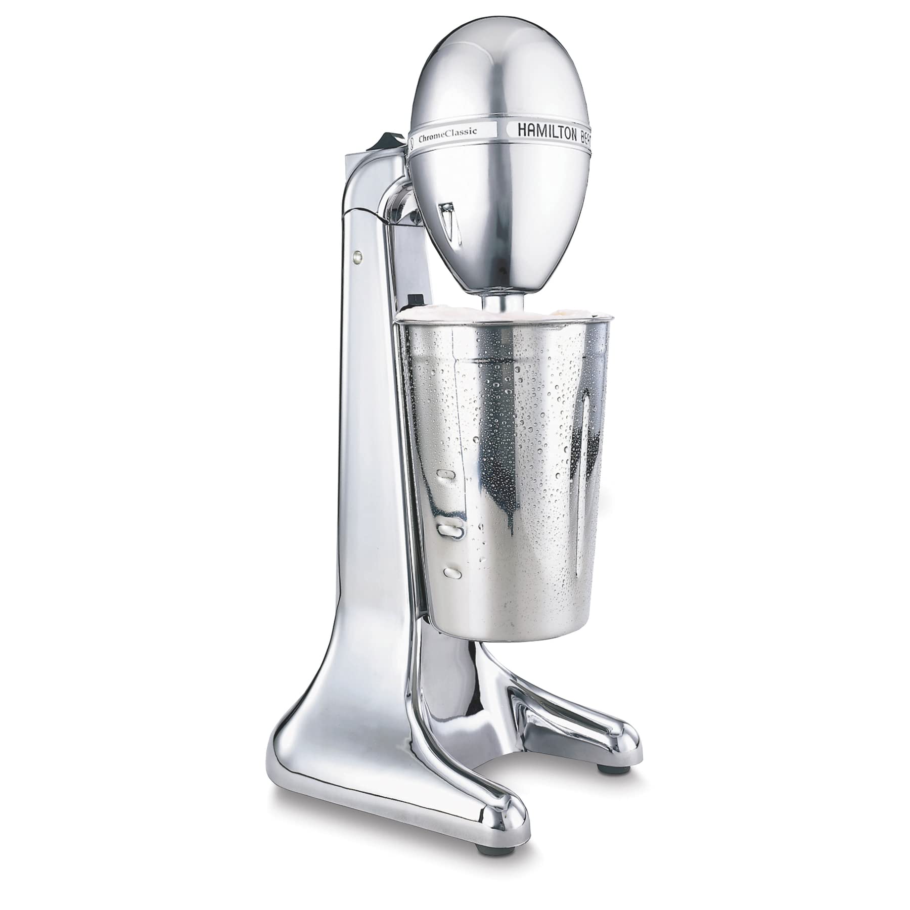 Hamilton Beach DrinkMaster elektryczny mikser do napojów, retro shake i spieniacz do mleka, 2 prędkości, bardzo duży kubek ze stali nierdzewnej o pojemności 28 uncji, klasyczny chrom