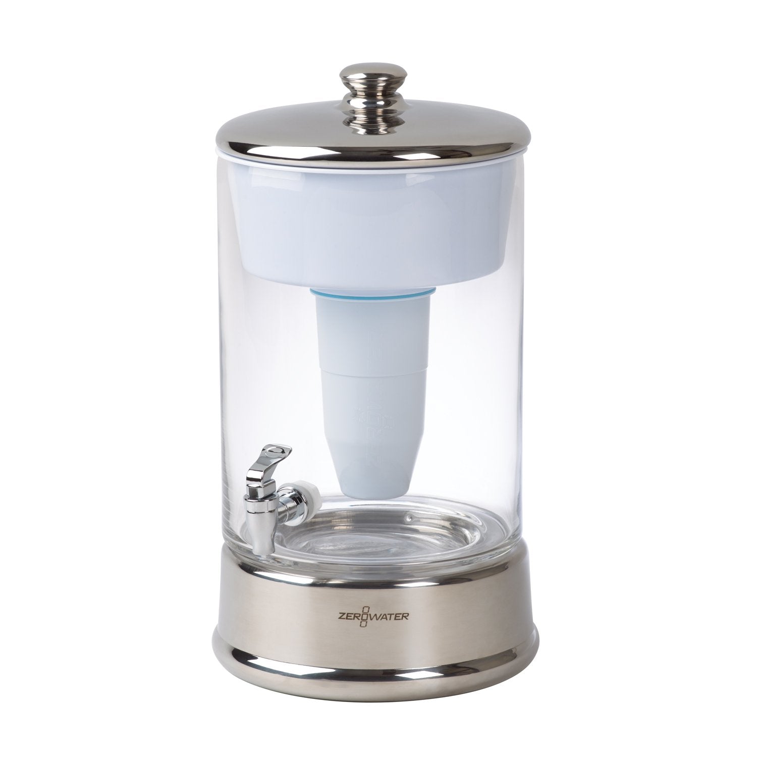 Culligan ZeroWater 40-Cup Ready-Pour 5-Stage Round Glass Filtr do wody z 5-stopniowym filtrem do wody 0 TDS – certyfikowany przez IAPMO w celu redukcji ołowiu, chromu i PFOA/PFOS