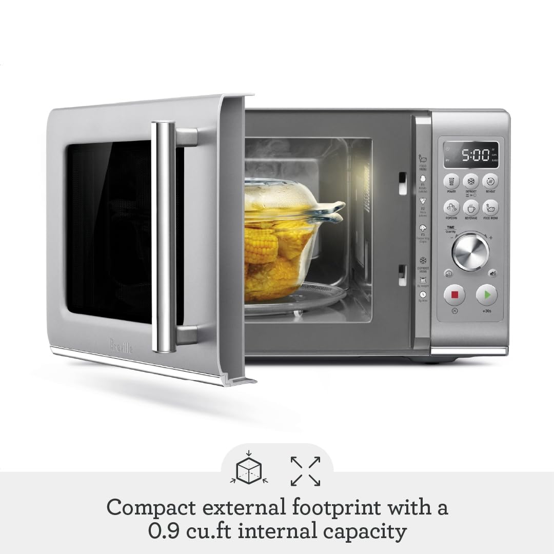 Breville BMO650SIL1BUC1 the Compact Wave Soft Close Countertop Microwave, Silver