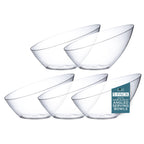 Posh Setting Clear Serving Bowls Small Hard Plastic Candy Bowl for Weddings, Buffet, Offices, Disposable Small Angled Bowls for Party's, Salads, Snacks and Fruit Bowl 5 Pack