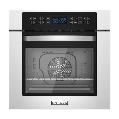 Empava 24" Electric Convection Single Wall Oven 10 Cooking Functions Deluxe 360° ROTISSERIE with Sensitive Touch Control in Stainless Steel