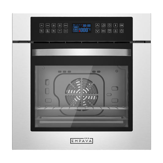 Empava 24" Electric Convection Single Wall Oven 10 Cooking Functions Deluxe 360° ROTISSERIE with Sensitive Touch Control in Stainless Steel