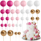 ASTARON 32 Pcs Ball Cake Topper Decorations Mini Balloons Cake Topper Sticks Foam Balls Cake Picks Cake Topper Balls Cake Decorations for Wedding Party Birthday Cake Decorating (Green Brown Gold)