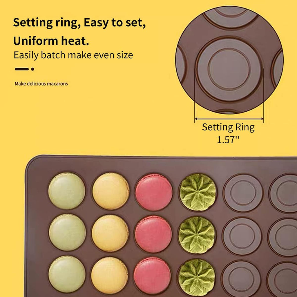 Silicone Macaron Baking Mats, 2 Non-Stick Silicone Baking Mats, Food Safe Baking Mat, Great For Macaron, Cookies, Bread, Pastry, Dessert (2Pcs 48Capavity)