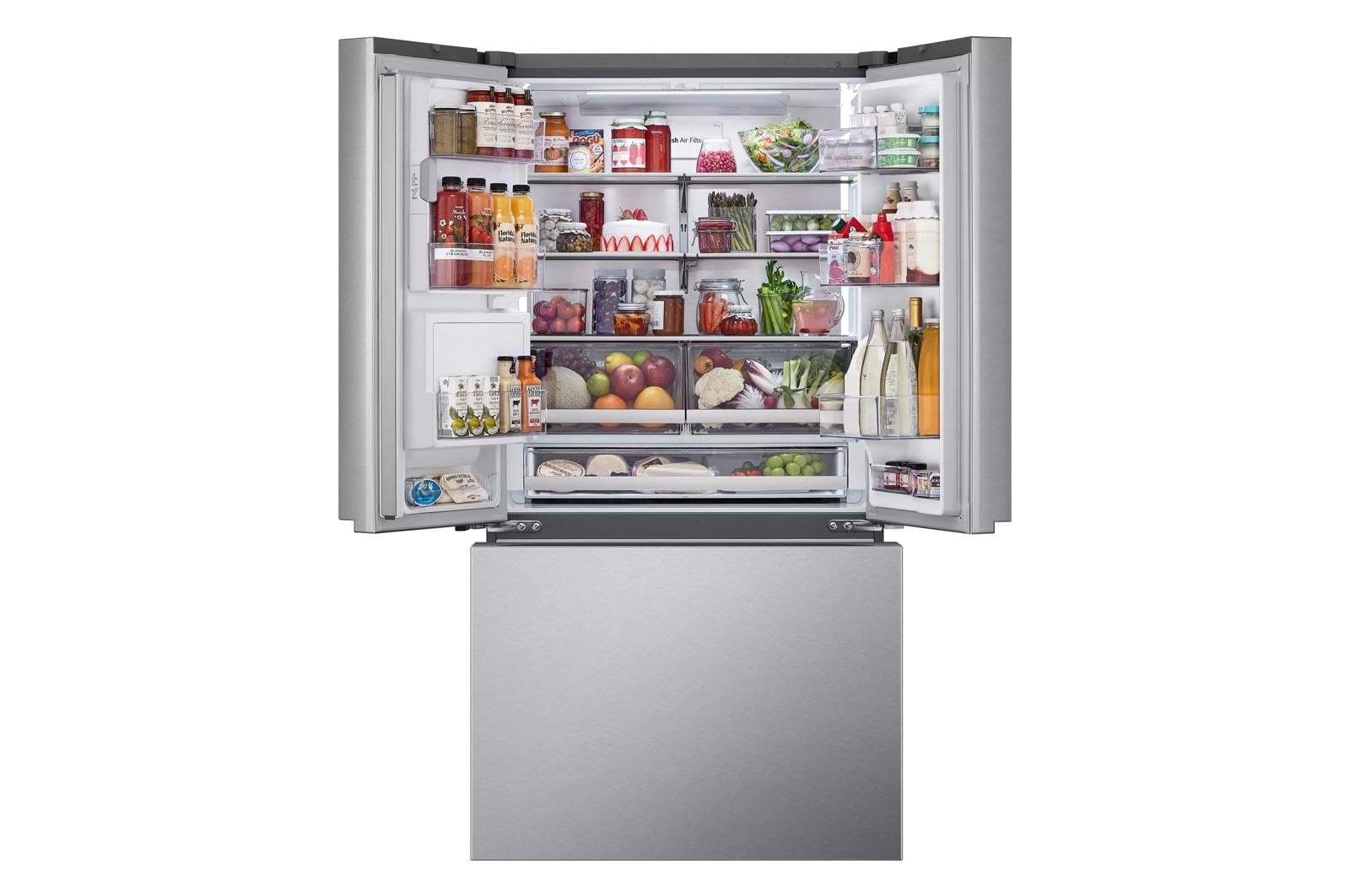 Холодильник LG LRYXC2606S з нержавіючої сталі об'ємом 25,5 куб. футів, французькими дверцятами, глибиною стільниці та розумним дизайном