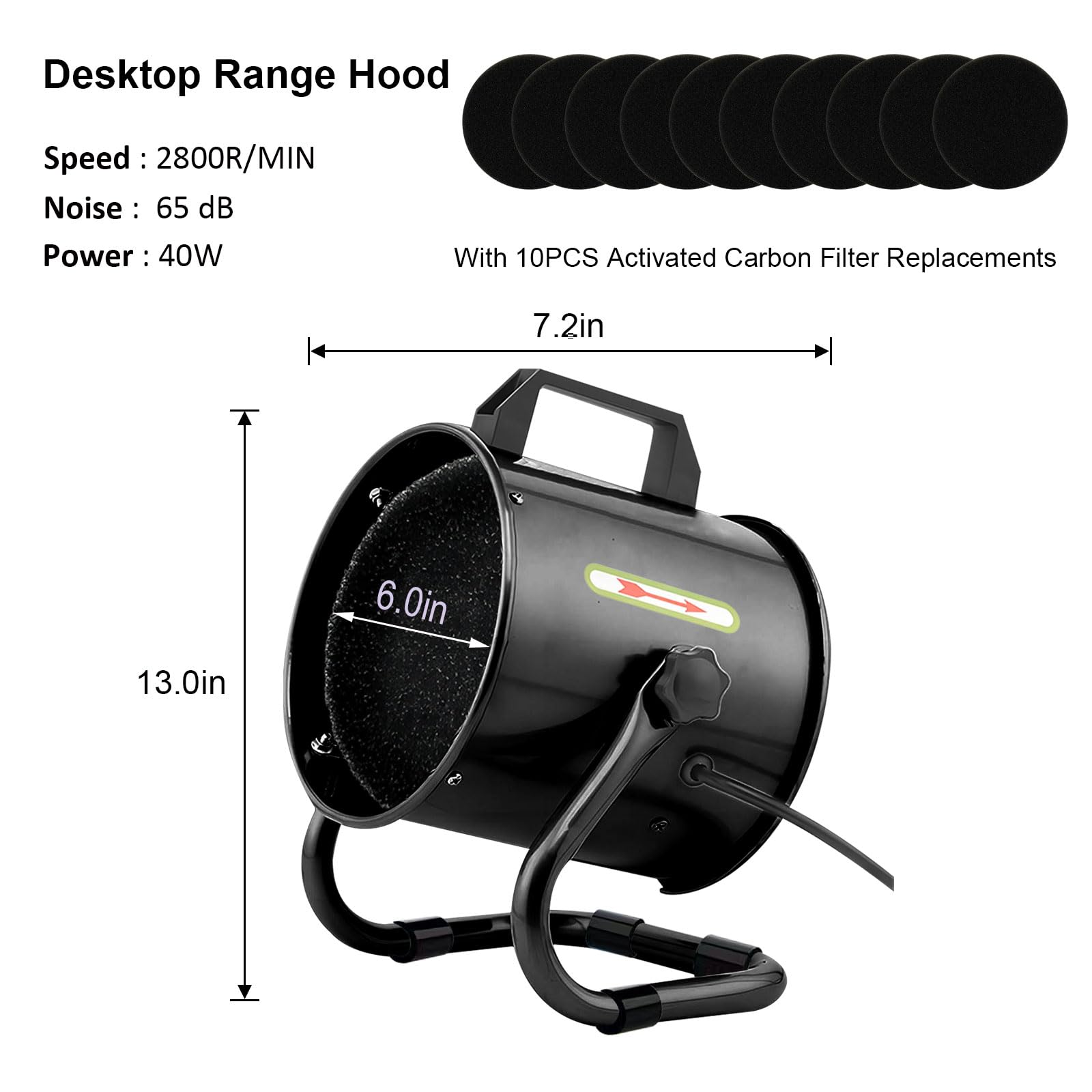 NIXOD Portable Range Hood,Strong Wind Kitchen Exhaust Fan,Desktop Range Hoods With 9 Activated Carbon Filter Replacements,Portable Range Hood For Cooking and Indoor Bbq,Hot Pot,And Rv