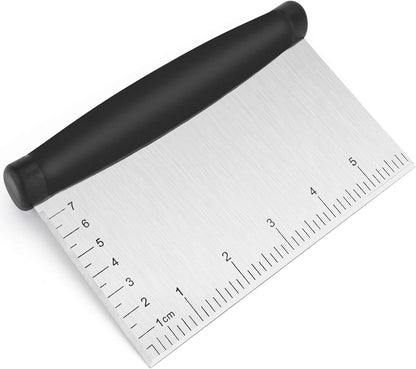 Bench Scraper & Chopper - 6 Inch Stainless Steel Dough Cutter with Contoured Grip, Multi-Purpose Kitchen Tool for Baking Cooking, Food Scraper Chopper & Pastry Knife