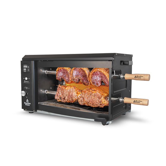 Brazilian Flame Churrasco® Gas Rotisserie Oven Grill Roaster with Auto Rotating Skewers for Rotisserie Chicken, Brazilian Style BBQ and Churrasco, Shawarma Machine, Propane Grill - 2024 Series