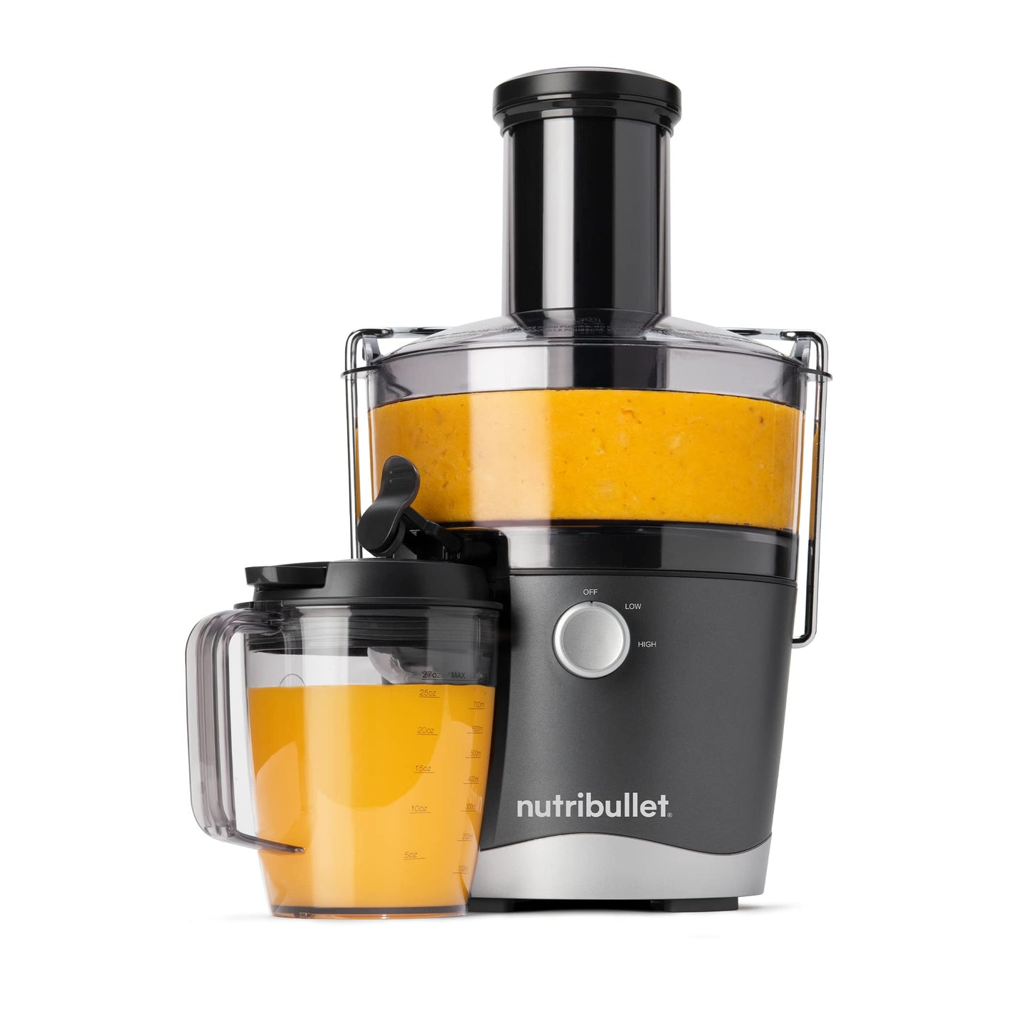 NutriBullet Juicer Centrifugal Juicer Machine for Fruit, Vegetables, and Food Prep, 27 Ounces/1.5 Liters, 800 Watts, Gray NBJ50100