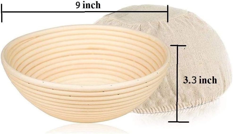YAANI Sourdough Starter Kit, Sourdough Bread Baking Supplies, Banneton Bread Proofing Basket Set Of 2 Round and Oval, Dough Whisk, Scoring Tool, Metal Scraper, Silicone Scraper, Premium Baking Tools