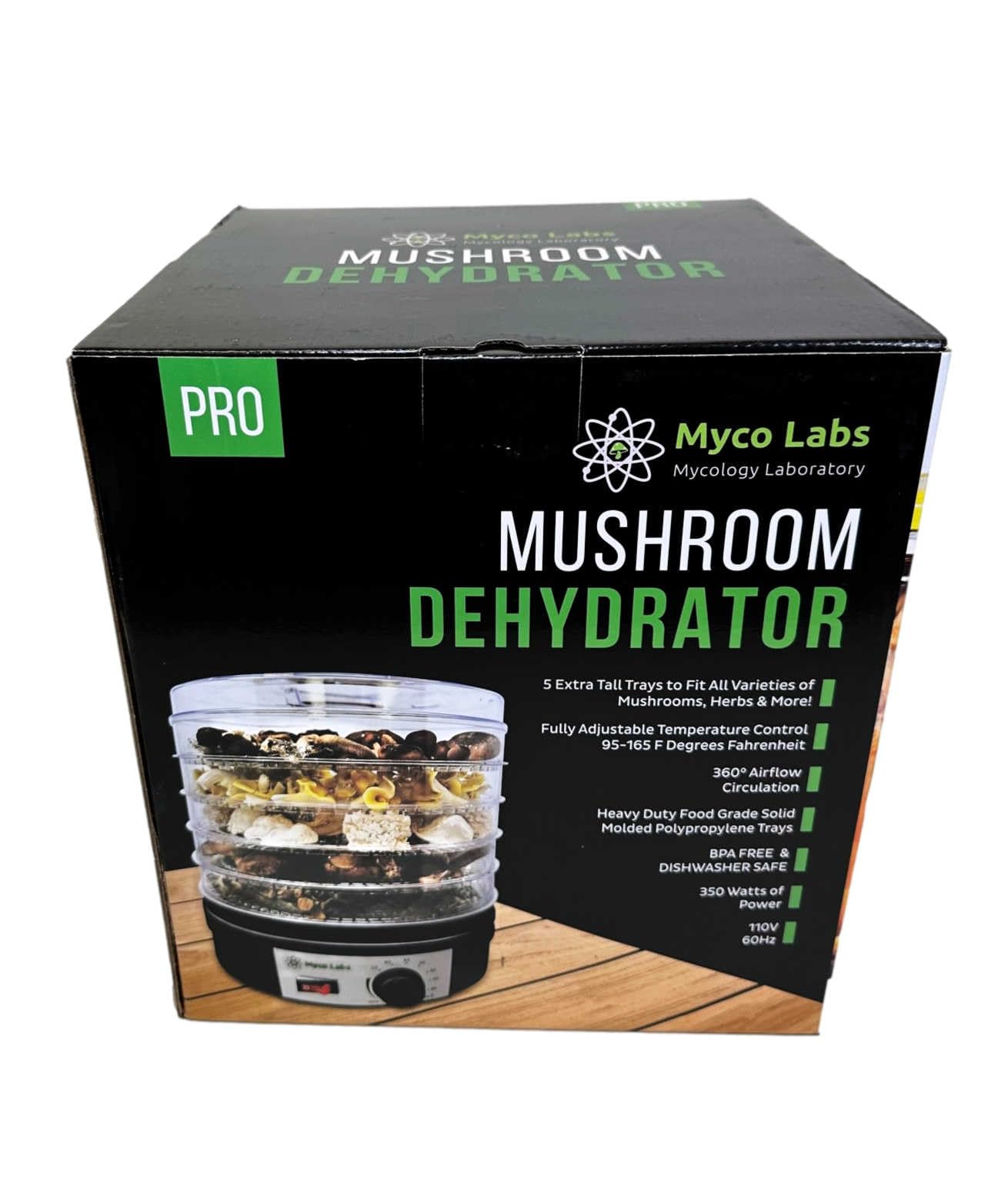 Myco Labs 350 Watt Mushroom Dehydrator with Adjustable Temperature Control and Extra Tall Trays