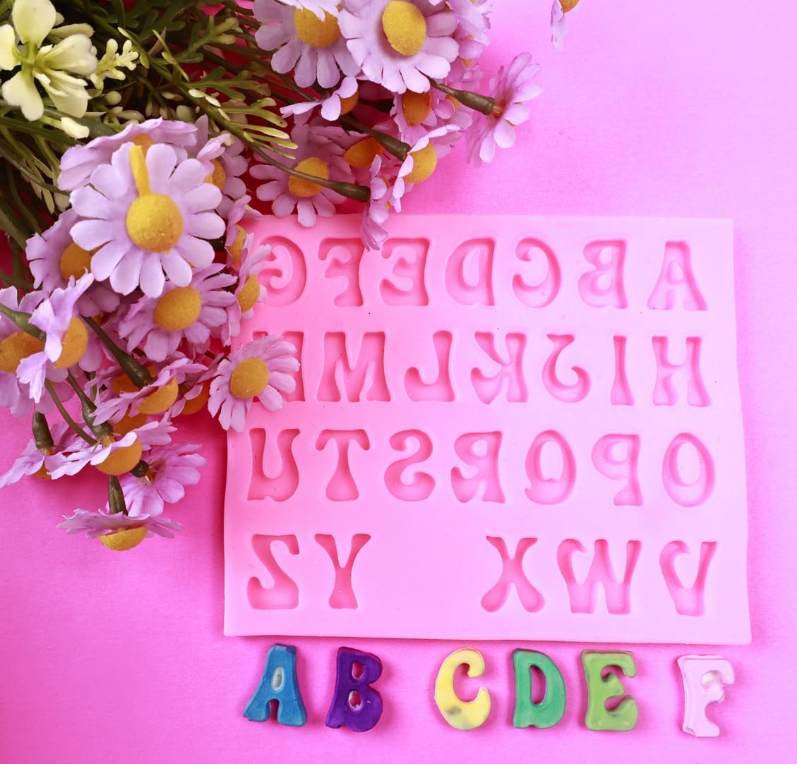 Letters Molds and Numbers Molds, Silicone Fondant Mold Chocolate Molds, 0-9 Number and 26 Letters Silicone Molds for Baking Desserts and Cake Decoration (3 pack)