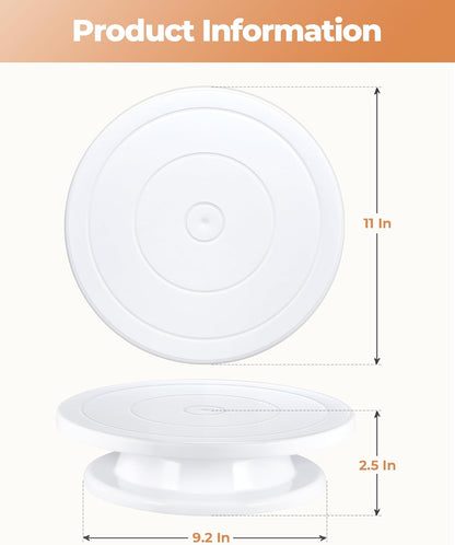 Kootek Cake Stand, 11 Inch Rotating Cake Turntable for Decorating, Display & Baking, Smooth Revolving Spinner Stand (White)