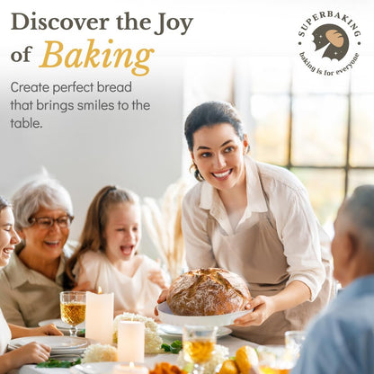 Superbaking Banneton Bread Proofing Basket, Sourdough Bread Baking Supplies, Round 9 Inch Sourdough Starter Kit, Proofing Basket for Baking, Bread Making Supplies Tools, Banneton Basket Gift Set