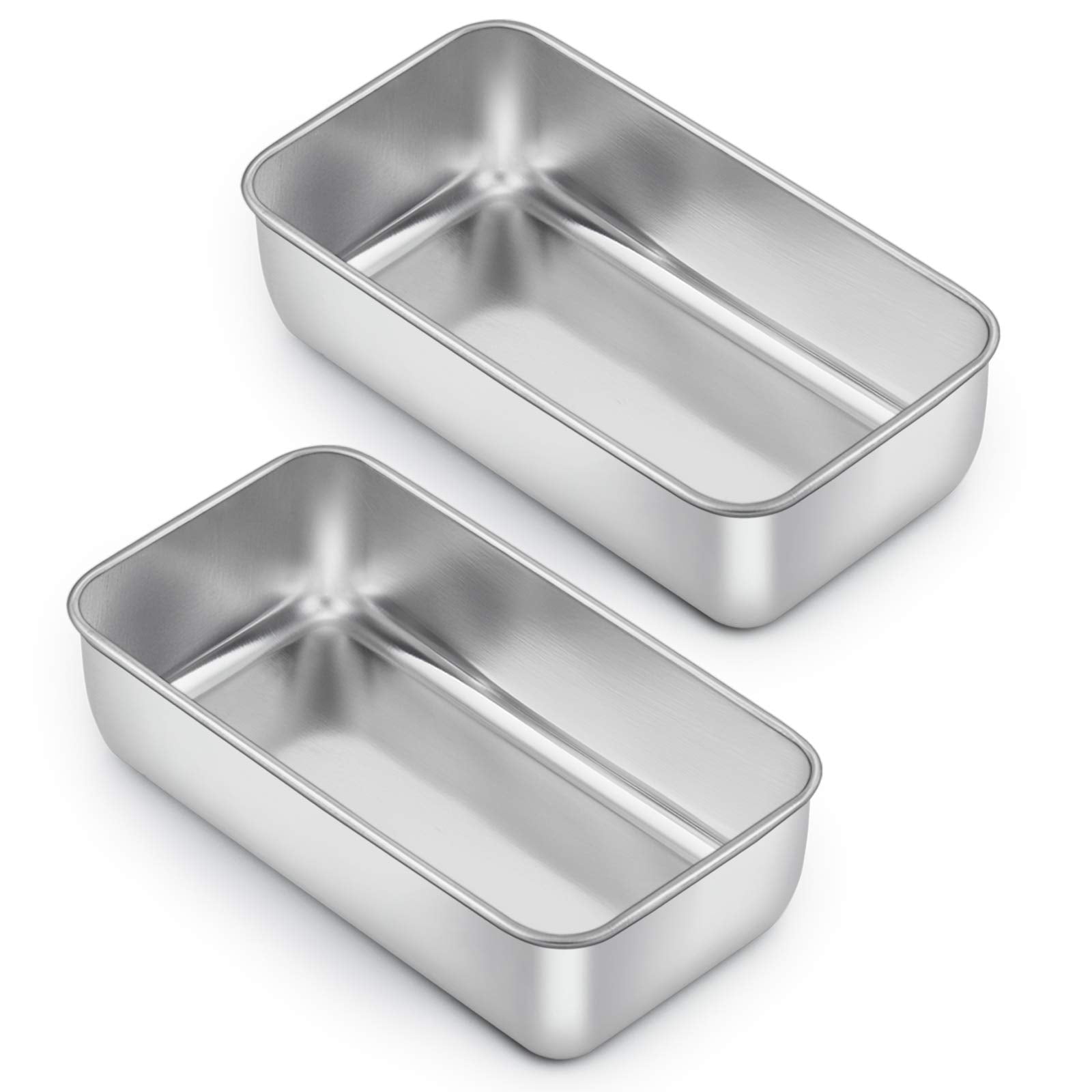 E-far Loaf Pan for Baking Bread, 9 x 5 Inch Stainless Steel Baking Loaf Pans, Metal Bakeware for Bread Meatloaf Cake Brownies, Healthy & Non Toxic, Easy Release & Dishwasher Safe - Set of 3