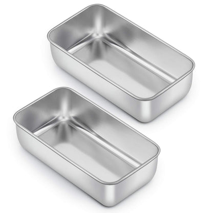 E-far Loaf Pan for Baking Bread, 9 x 5 Inch Stainless Steel Baking Loaf Pans, Metal Bakeware for Bread Meatloaf Cake Brownies, Healthy & Non Toxic, Easy Release & Dishwasher Safe - Set of 3