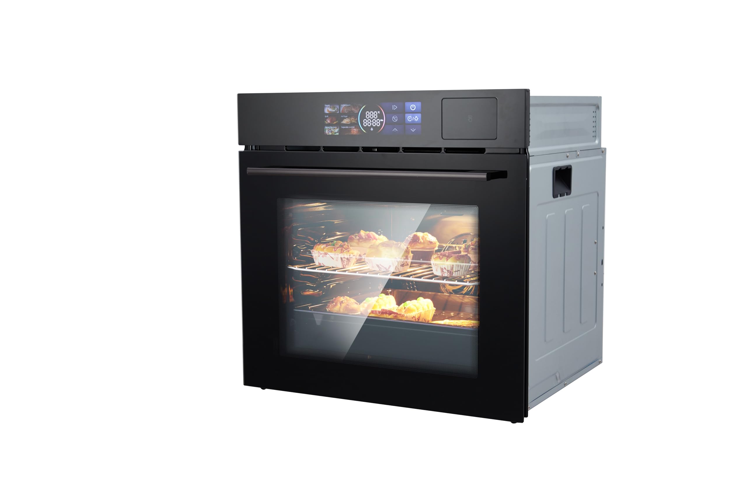 Piekarnik elektryczny ścienny 24", 2,5 Cu.f (70L) Wbudowany piekarnik elektryczny z 108 inteligentnymi menu 8 trybów pieczenia Funkcja smażenia na powietrzu Ogrzewanie 3D Surround, Certyfikat ETL, Stal nierdzewna