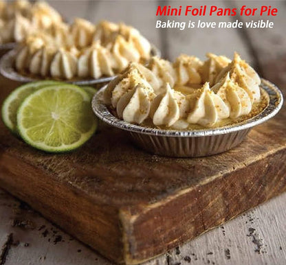 4 Inch Aluminum Foil Mini Pie Pans 50Pcs - Disposable Small Mini Pie Tins Pot Pie Tins For Bakeries, Cafes, Restaurants - Durable Mini Tart Pans for Pie, Fruit Tarts, Quiche (50, 4 Inch)