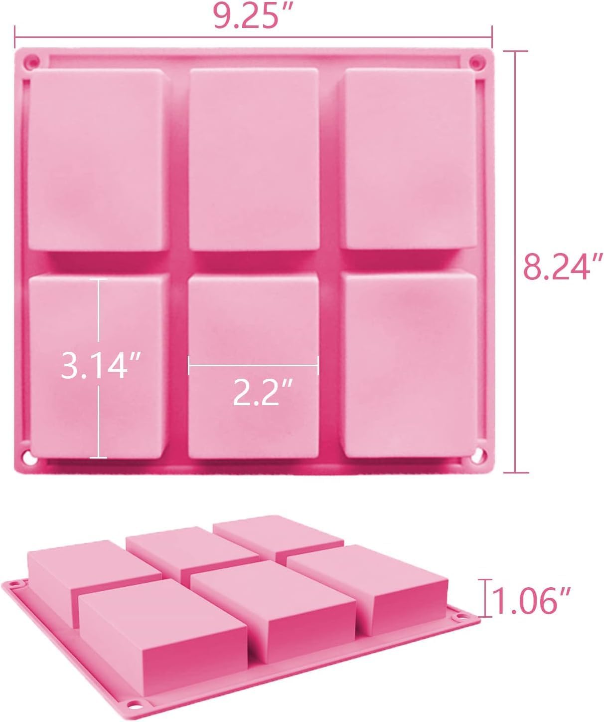 3 Pack Silicone Soap Molds, 6 Cavities Flower Making Mold, Included Rectangle Shape Supplies, Perfect for Handmade Soaps, Homemade Chocolate