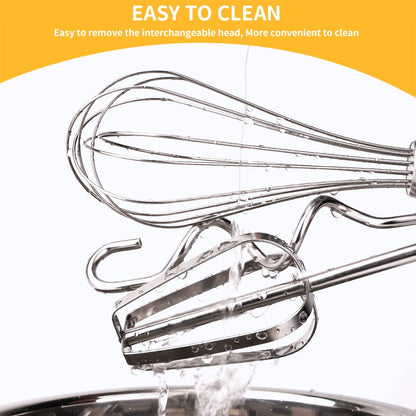 3Pcs Hand Mixer Electric Attachments Set for Drill, HOMICOZY Stainless Steel Mixer Electric Handheld Egg Beater, Whisk & Dough Hook for Drill, Mixer Handheld Drill Attachments for Drill (Not Included)